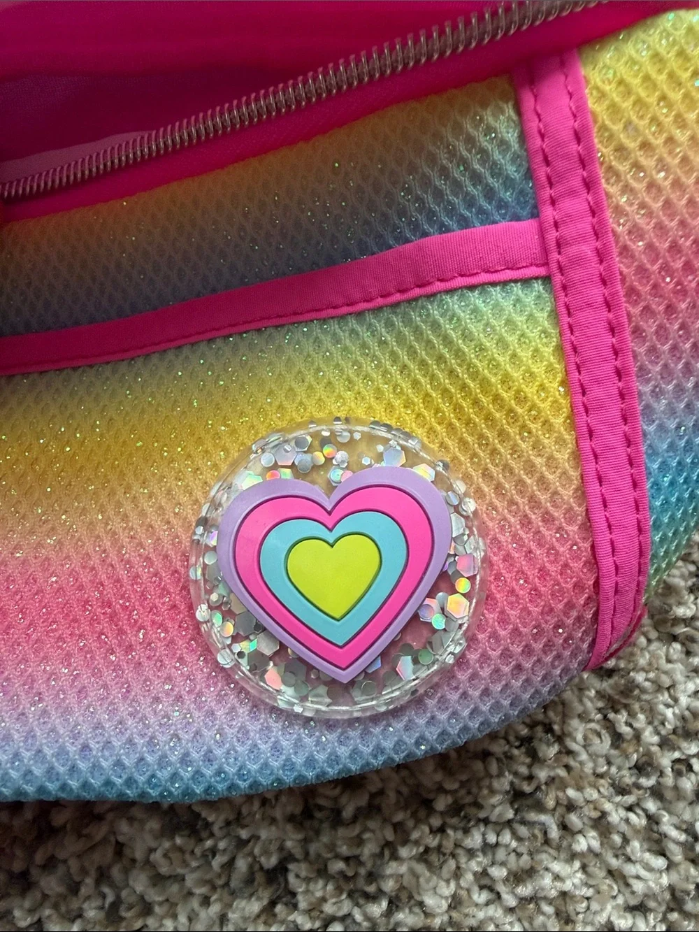 NWOT Children's Place Girls Rainbow Heart Fanny Pack - Pink Trim